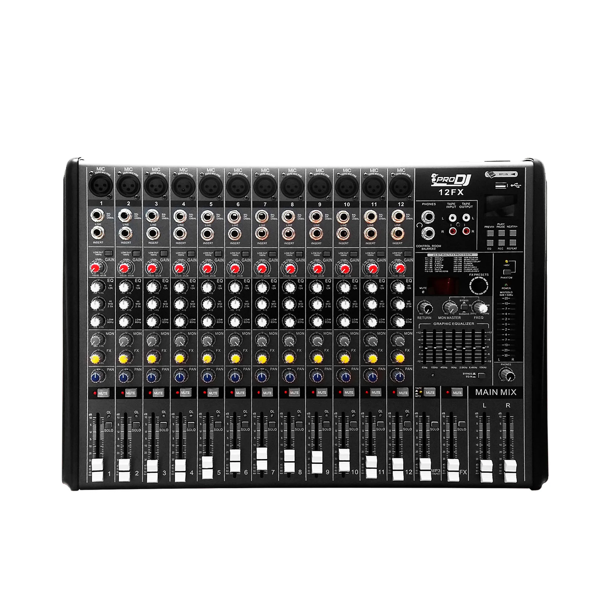 Consola PRO DJ 12FX Mezclador audio 12Ch