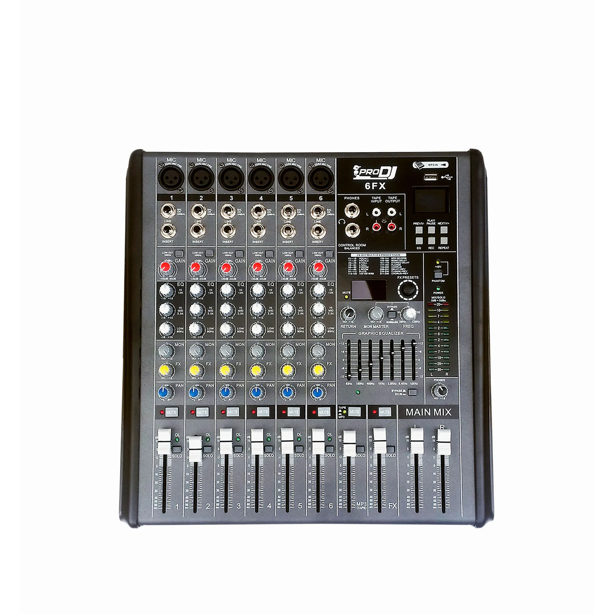 Consola PRO DJ 6FX Mezclador audio 6Ch