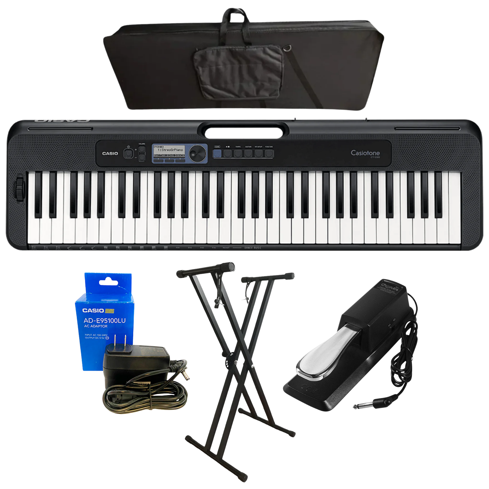 Combo Casio CT-S300 Teclado sensible base estuche adaptador