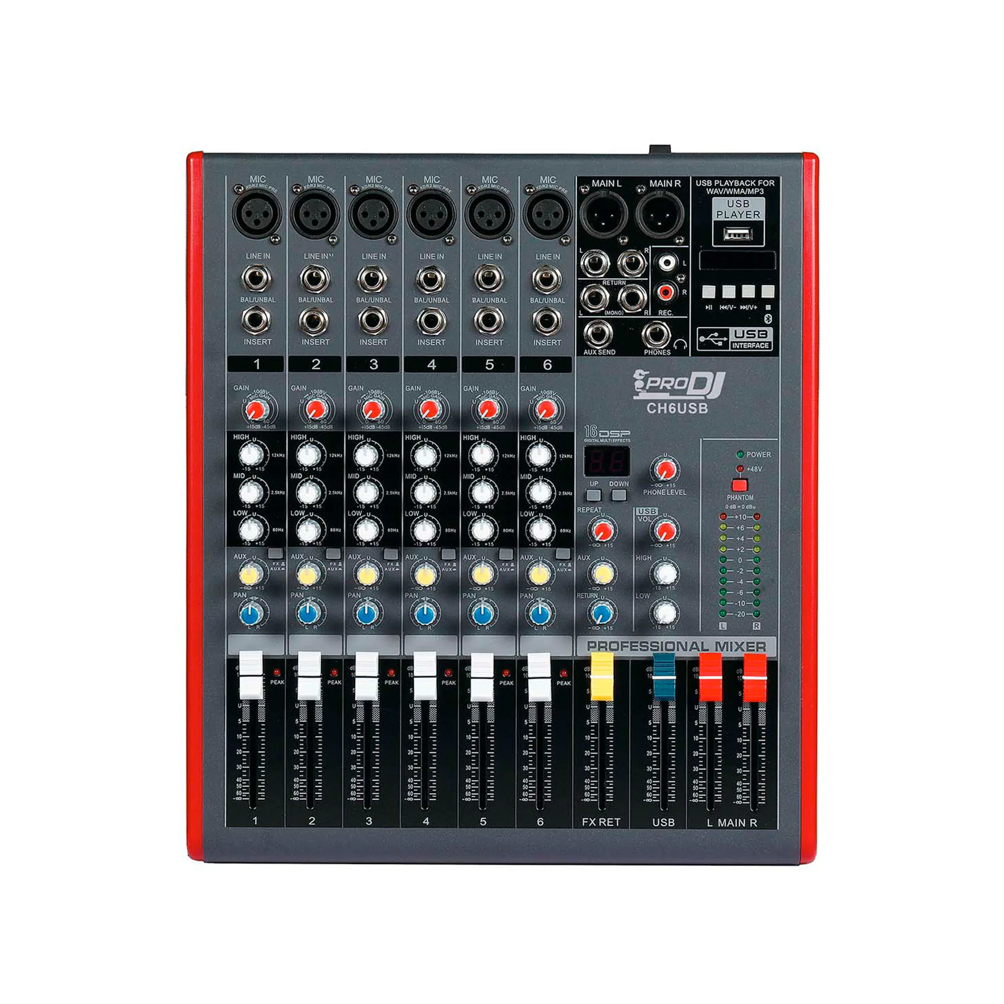 Consola Pro dj CH6 USB Mezclador audio