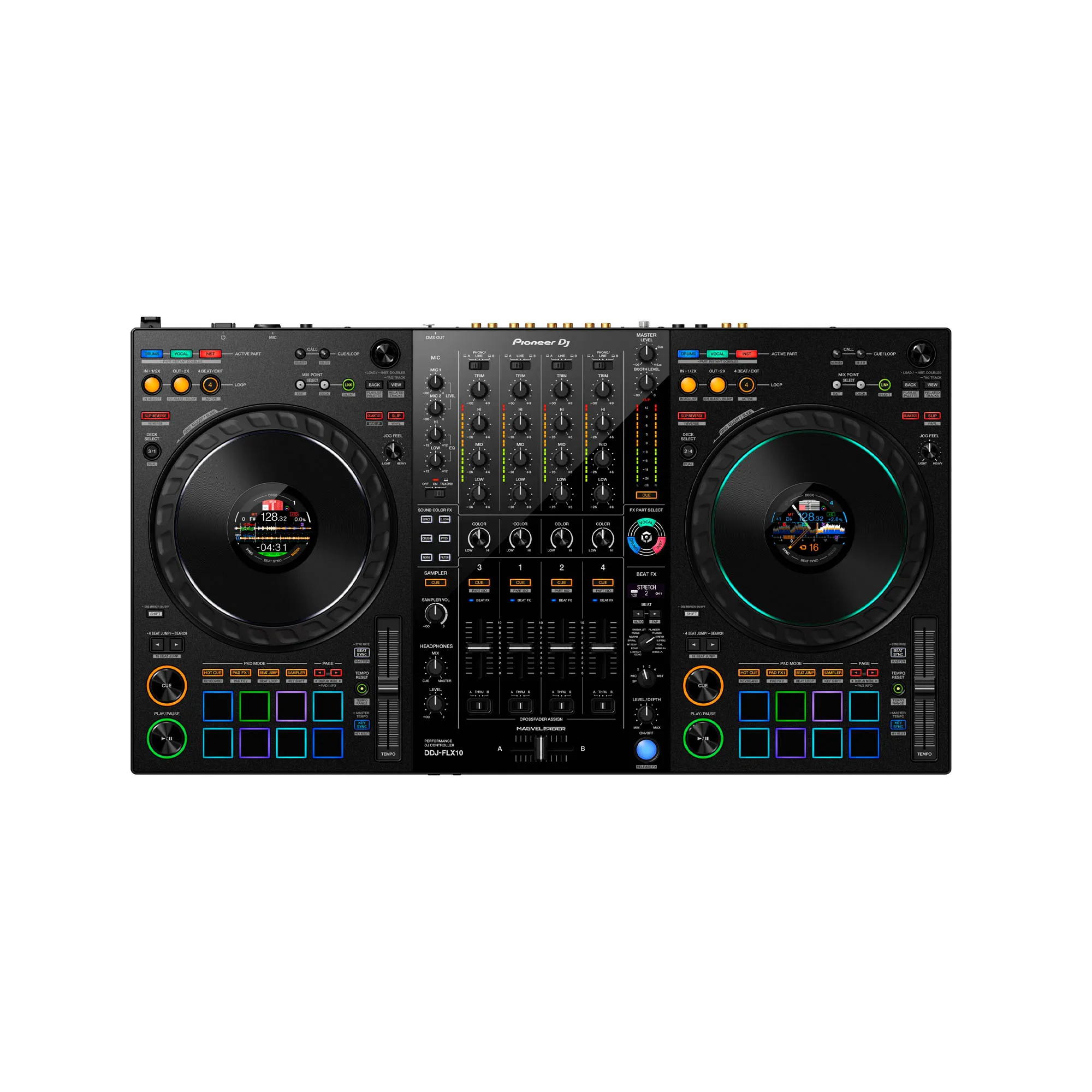 Controlador Pioneer DDJ-FLX10 de 4 canales 6fx y Eq 3 ban