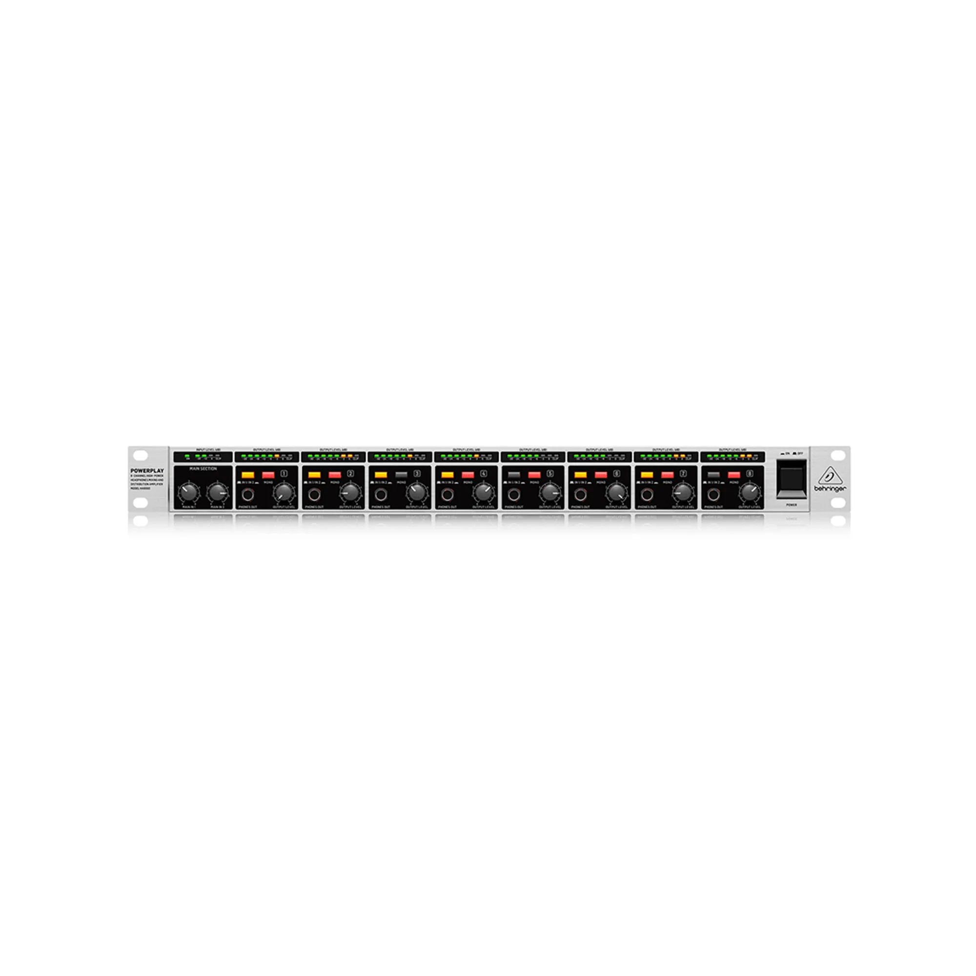 Amplificador de Audífonos Behringer HA8000 de 8 Canales con Control de Volumen Individual y Salidas Independientes