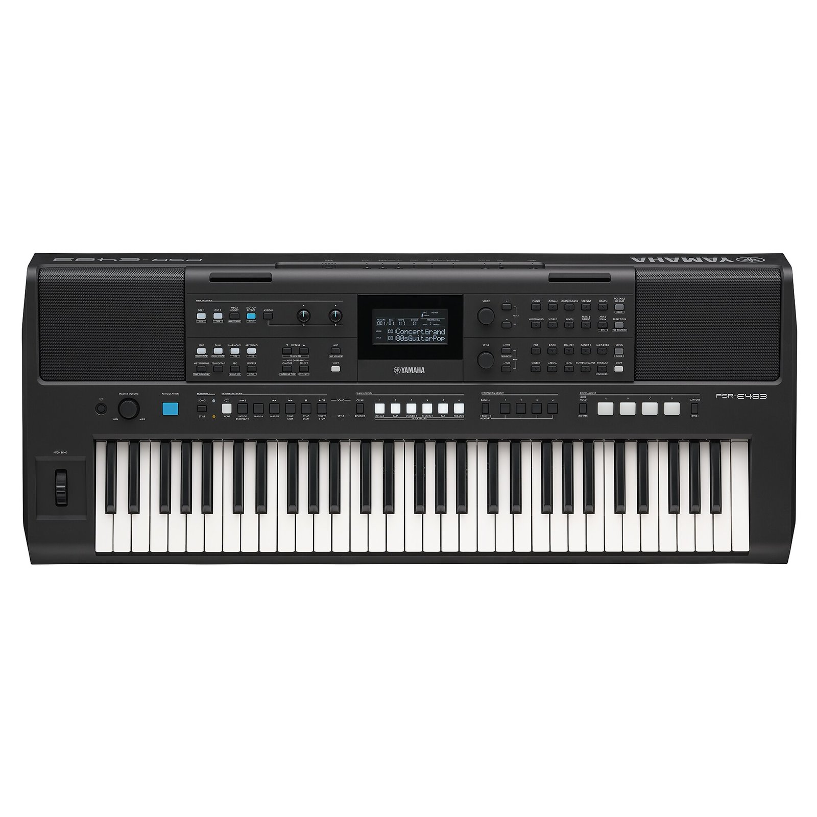 Piano Yamaha PSR-E483 Doble USB 5 octavas sensible 61Teclas