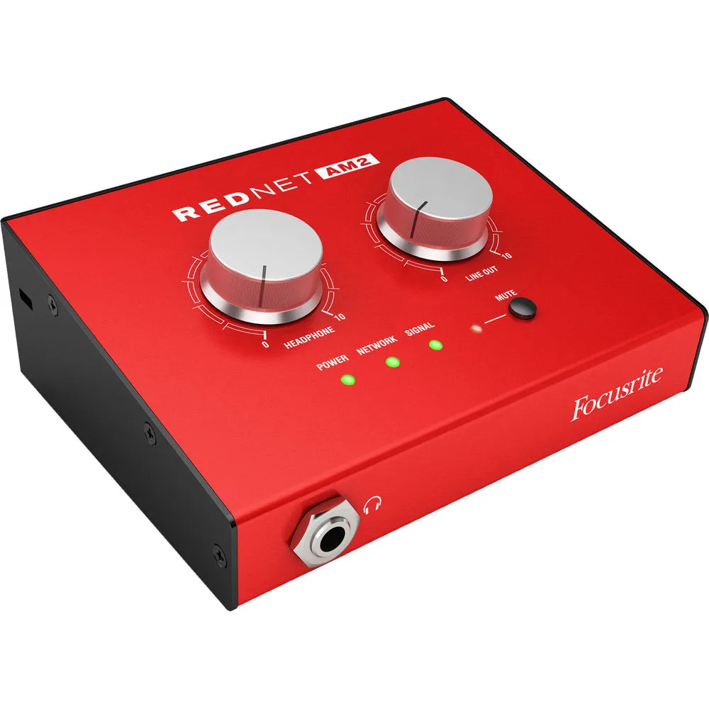 Amplificador Focusrite RedNet AM2 Audifonos Dante Interface de Monitoreo Dante