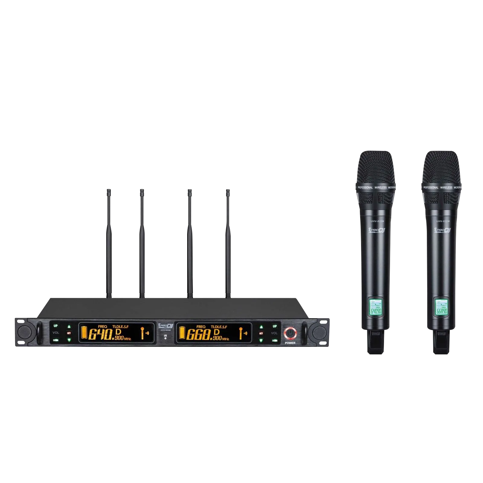 Micrófonos Pro dj UHV-822M De mano Inalámbricos uhf variable