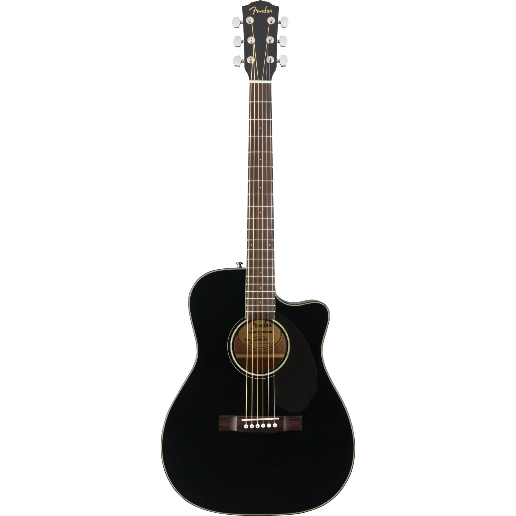 Guitarra Electroacústica Fender CC-60SCE Concert Cutaway Negra con Tapa de Abeto Macizo y Preamp Fishman 0970153006