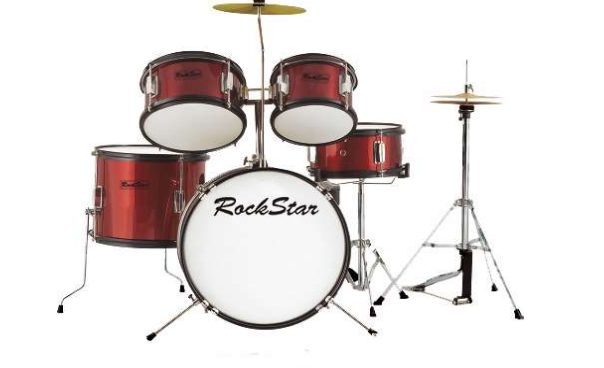 Bateria infantil rockstar 5 piezas negro rds-1046 platillos silla baquetas