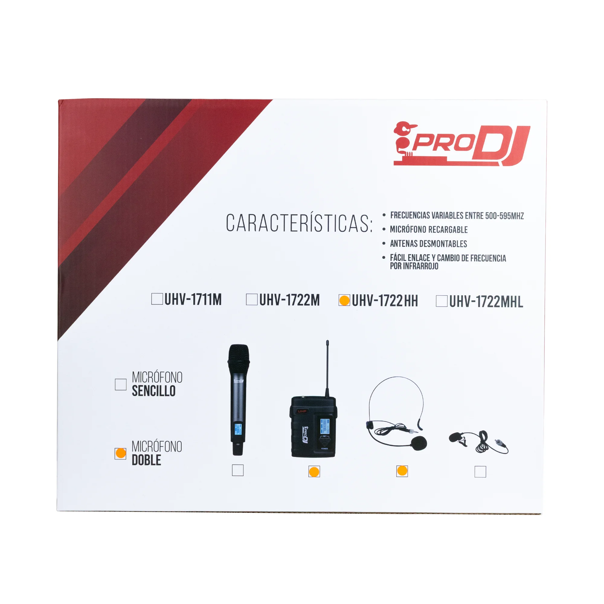 Kit micrófonos UHV-1722HH PRO DJ DOBLE DIADEMA