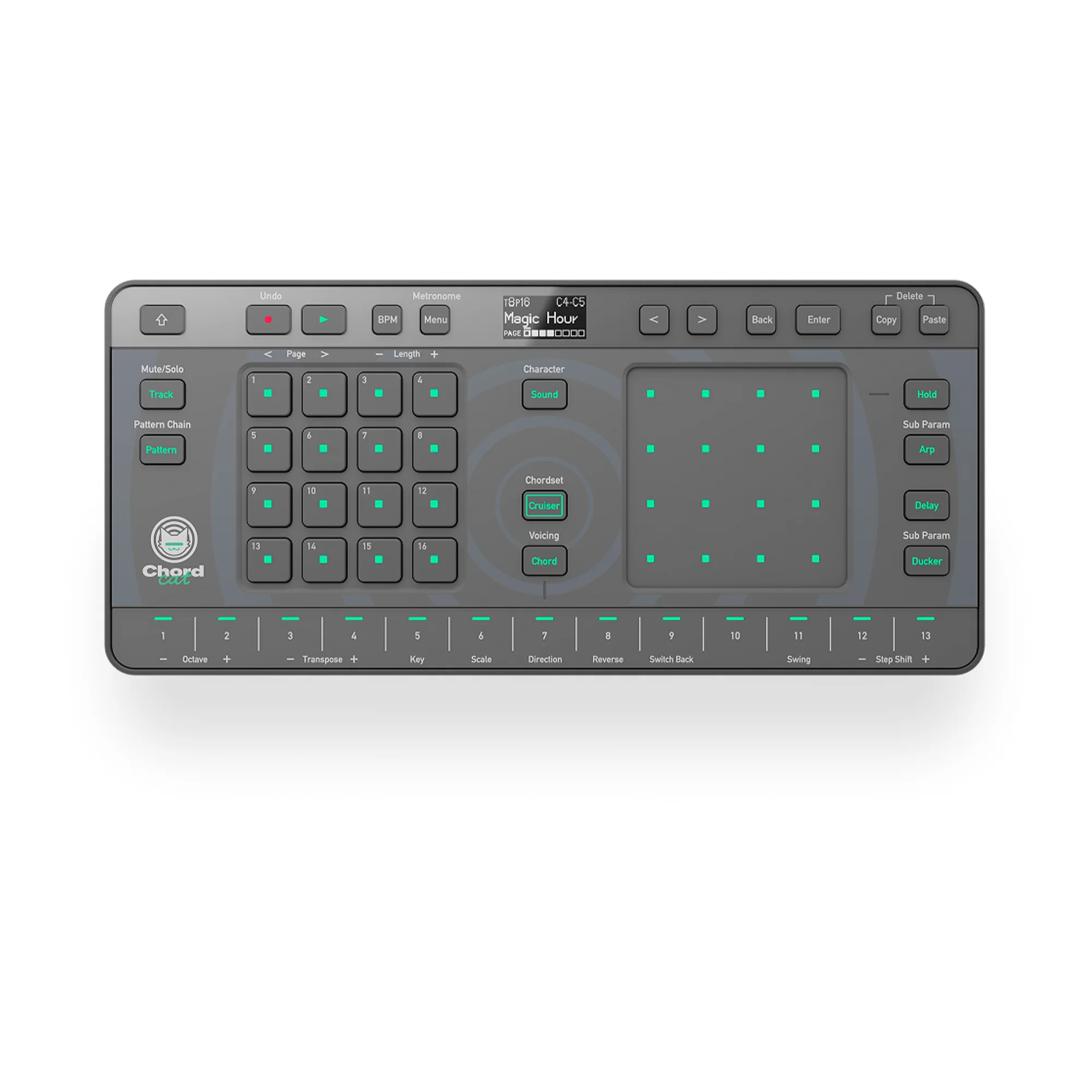 caja de ritmos AlphaTheta CHORDCAT – Groovebox Portátil 8 Pistas para Producción Musical