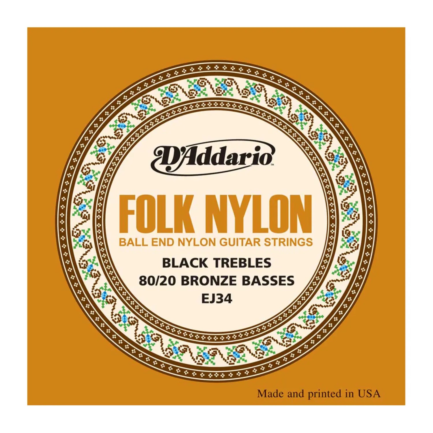 Encordado D’Addario EJ34 Guitarra Folk Nylon Ball end