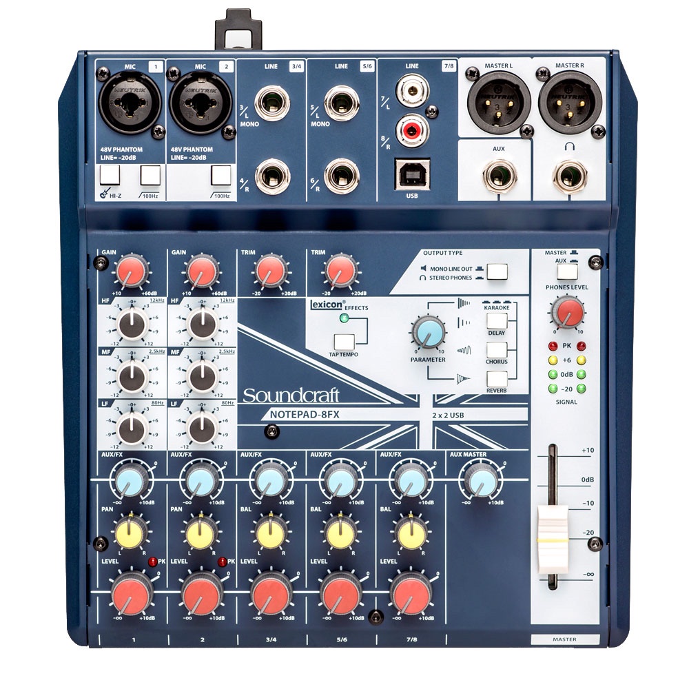 Consola Soundcraft NOTEPAD 8FX con Interfaz USB y efectos