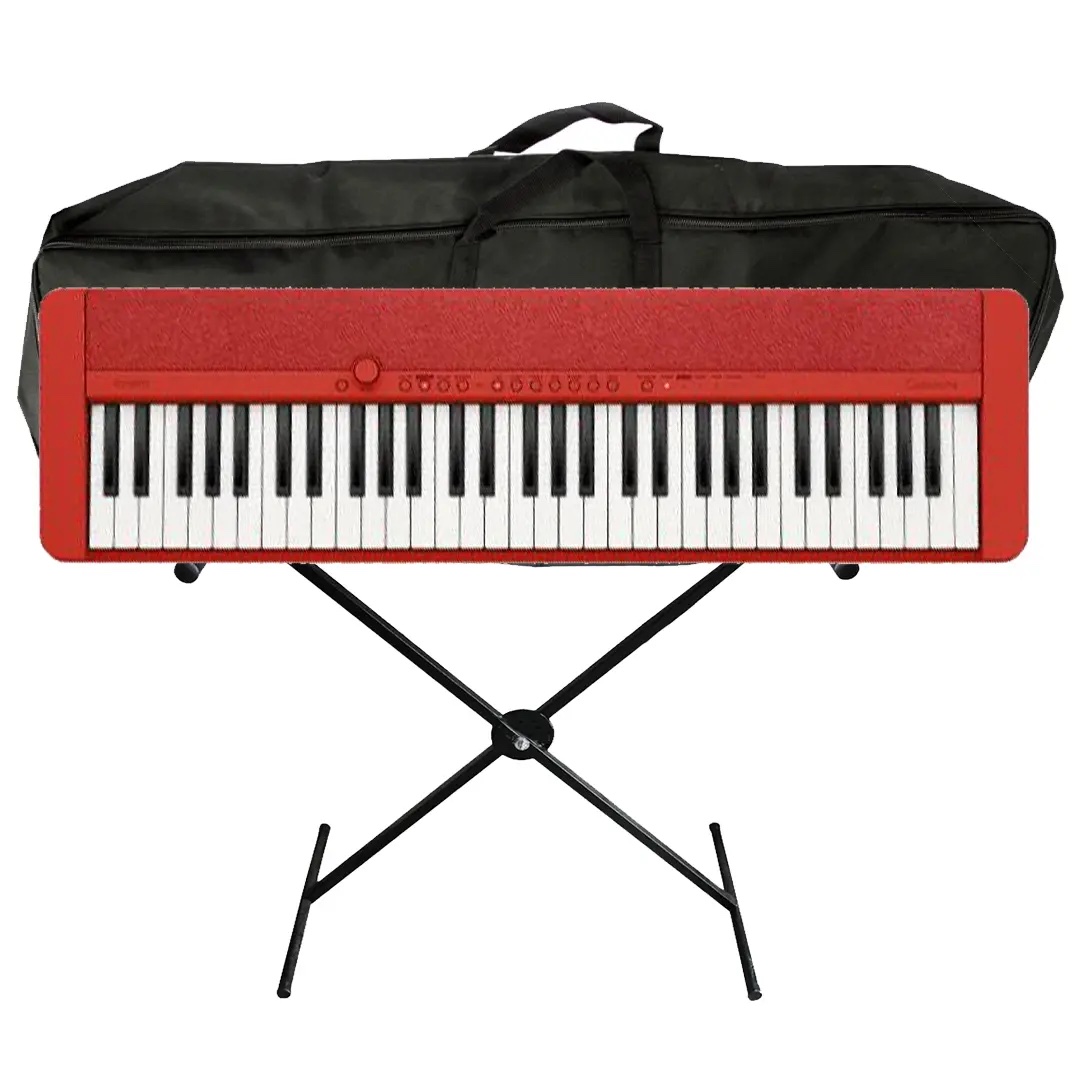 Piano Casio CT-S1 RD + Estuche y Base metalica 61Teclas