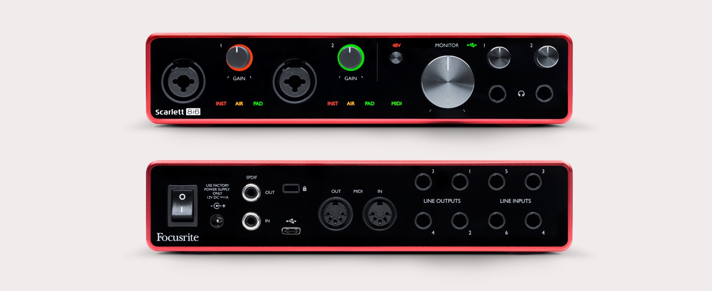 Interfaz Focusrite Scarlett 8i6 3G Air preamp 8×6 Interface