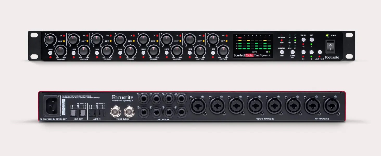 Preamplificador Focusrite Scarlett OctoPre Dynamic Compresor 8 Canales