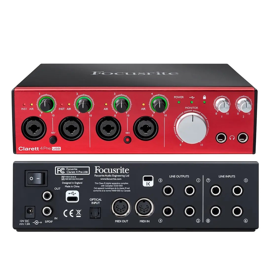 Interfaz Focusrite Clarett 4 Pre USB audio Interfaz Interface