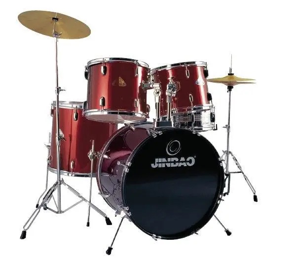 Bateria Jinbao JBP1601AWR platillos bases silla 5 pz Vinotinto